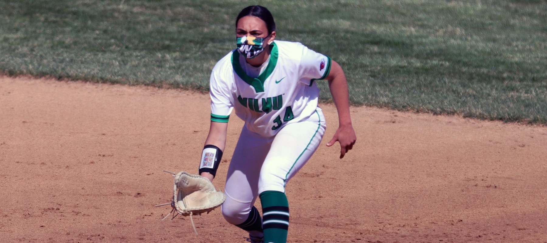 File photo of Arianna Millan who batted 3-for-3 with 4 RBI in game one against Goldey-Beacom. Copyright 2021; Wilmington University. All rights reserved. Photo by Dan Lauletta. March 30, 2021 vs. Caldwell.
