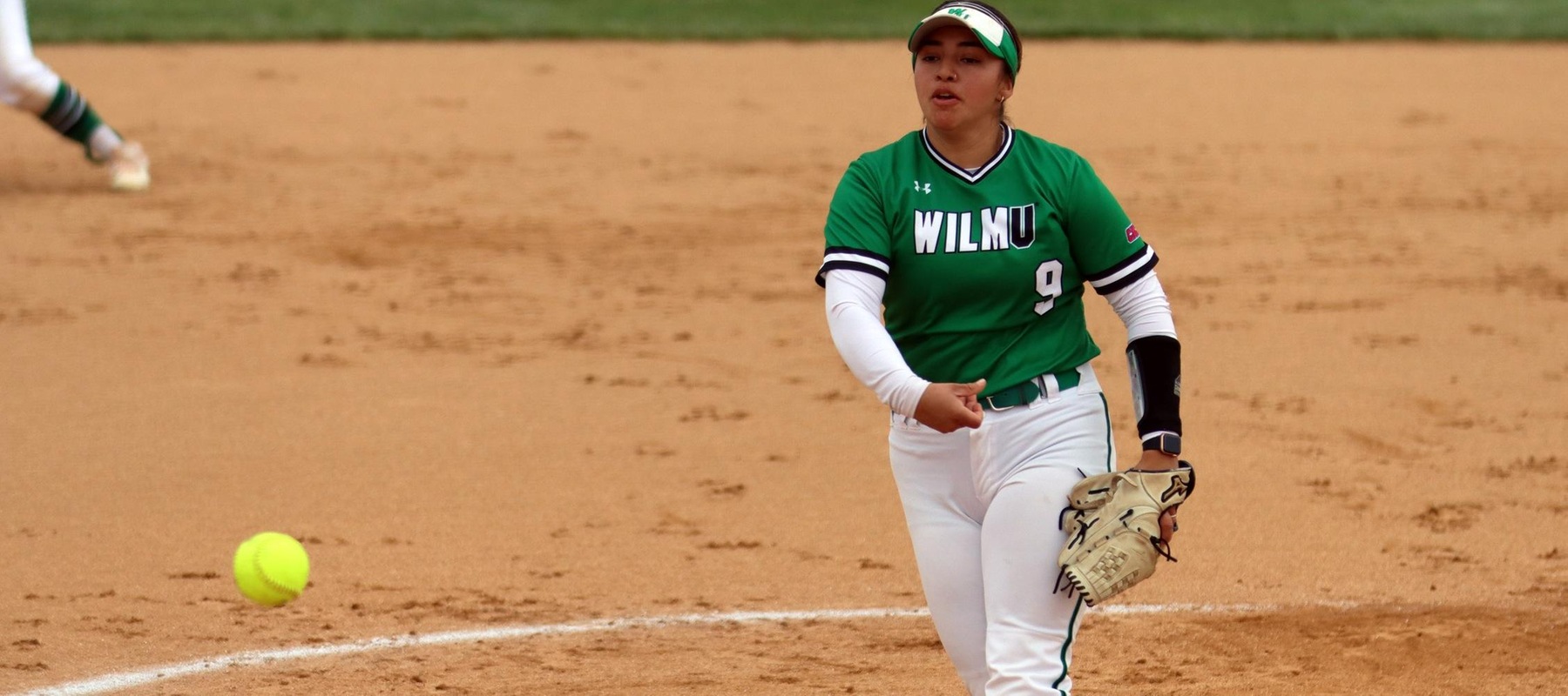 File photo of Renamarie Rocha who came on in relief in game two and tossed three scoreless innings for the win against Molloy. Copyright 2022; Wilmington University. All rights reserved. Photo by Dan Lauletta. March 31, 2022 vs. Felician.