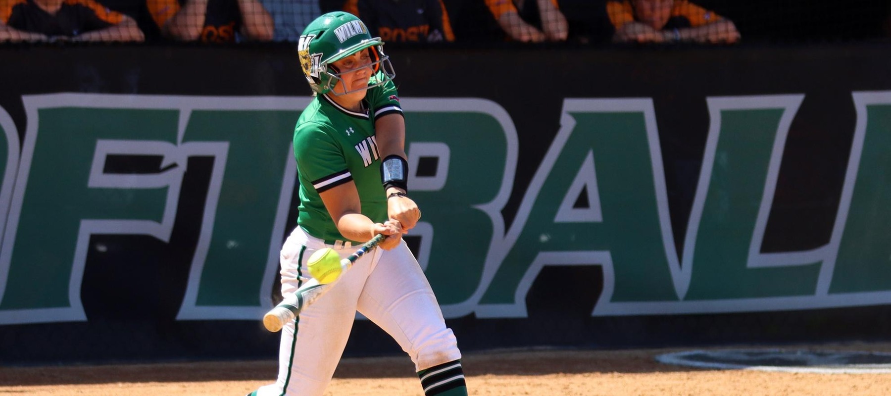 File photo of Haley Downin who doubled in game one and had two hit in game two at Dominican. Copyright 2022; Wilmington University. All rights reserved. Photo by Dan Lauletta. April 15, 2022 vs. Post.