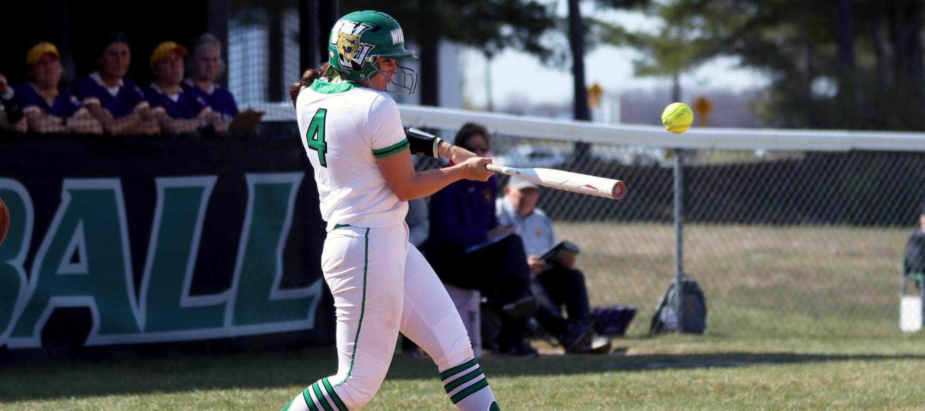 File photo of Haley Downin who hit her first homer of the year in game one at Felician. Copyright 2023; Wilmington University. All rights reserved. Photo by Dan Lauletta. March 22, 2023 vs. West Chester.