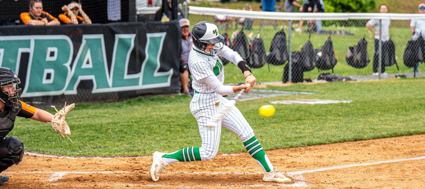 File photo of Sara Miller who hit her 22nd career homer and had 6 RBI in the doubleheader against Bloomfield. Copyright 2024; Wilmington University. All rights reserved. Photo by Giovanni Badalamenti. April 20, 2024 vs. Post. Senior Day.