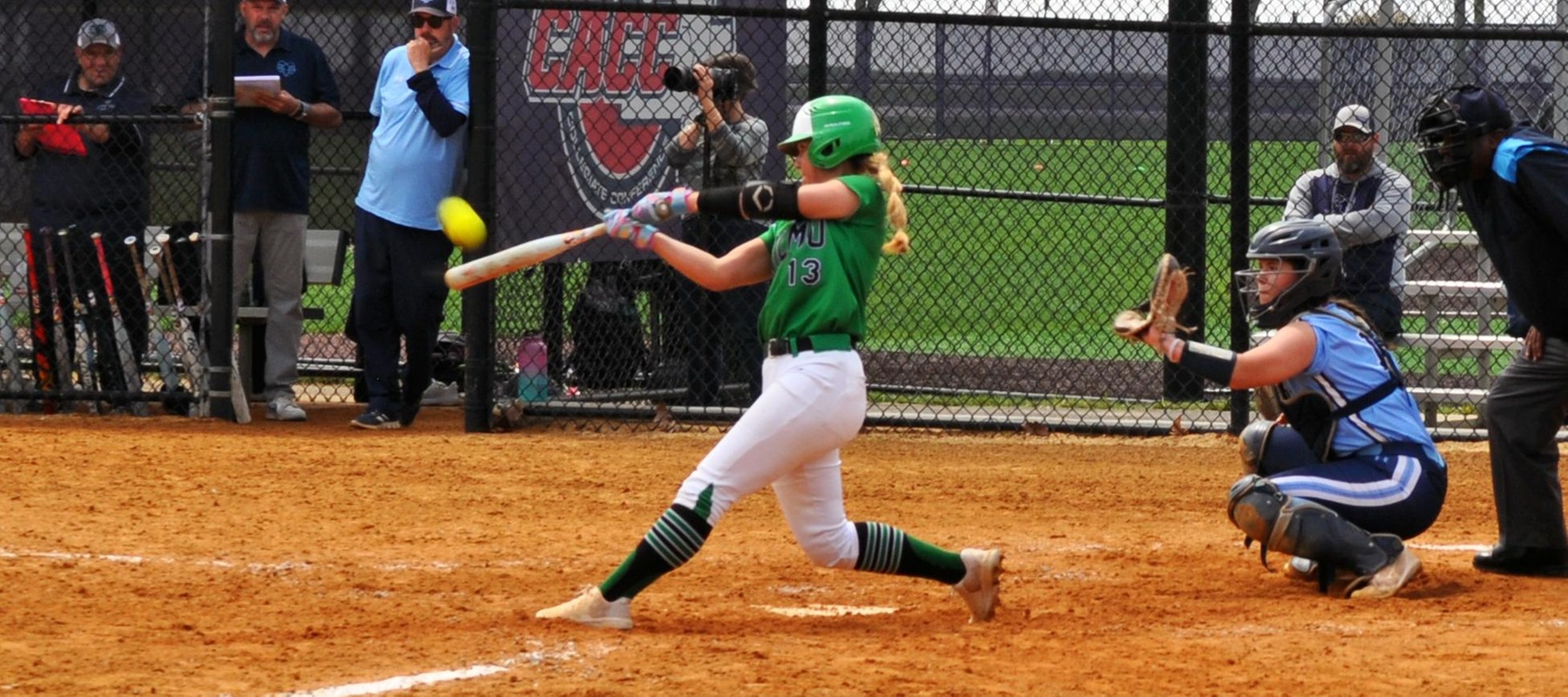 Maddie Vollmar connects on her two-run homer in the sixth inning against Jefferson on Friday. Photo courtesy of the CACC's Mark Mentone.