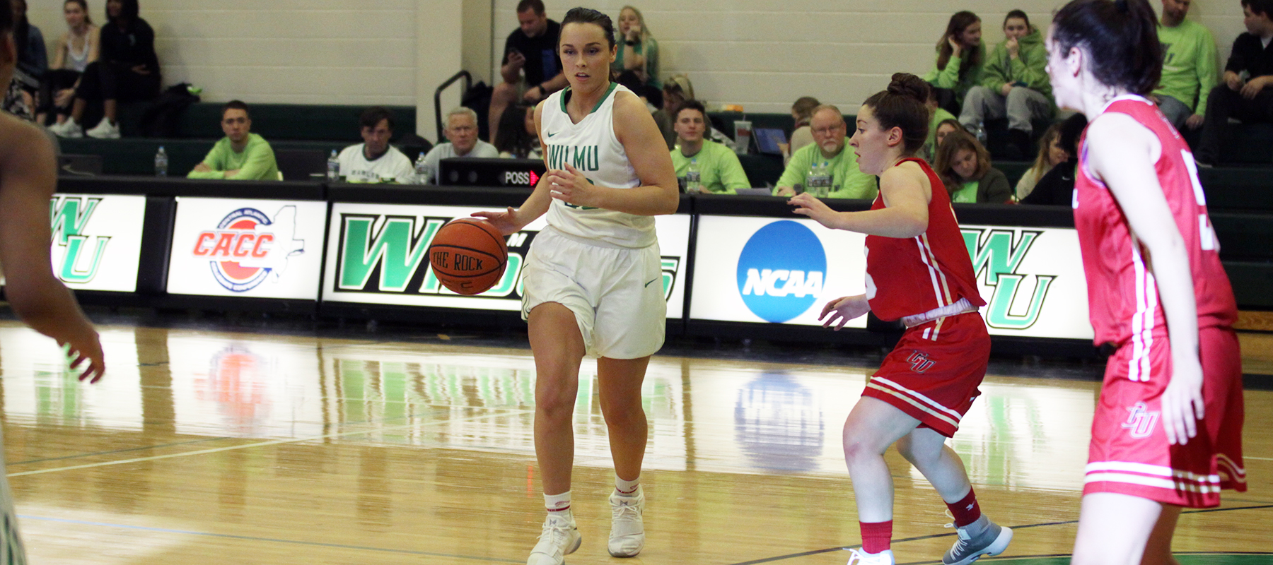 Copyright 209; Wilmington University. All rights reserved. Photo of Macy Robinson who collected a double-double against Caldwell. Photo by MaryKate Rumbaugh. February 2, 2019 vs. Caldwell.