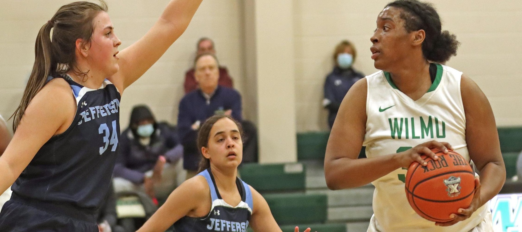 Photo of SabreenMuslim who led the Wildcats with 13 points and seven rebounds against Jefferson. Copyright 2022; Wilmington University. All rights reserved. Photo by Trudy Spence. January 26 vs. Jefferson.