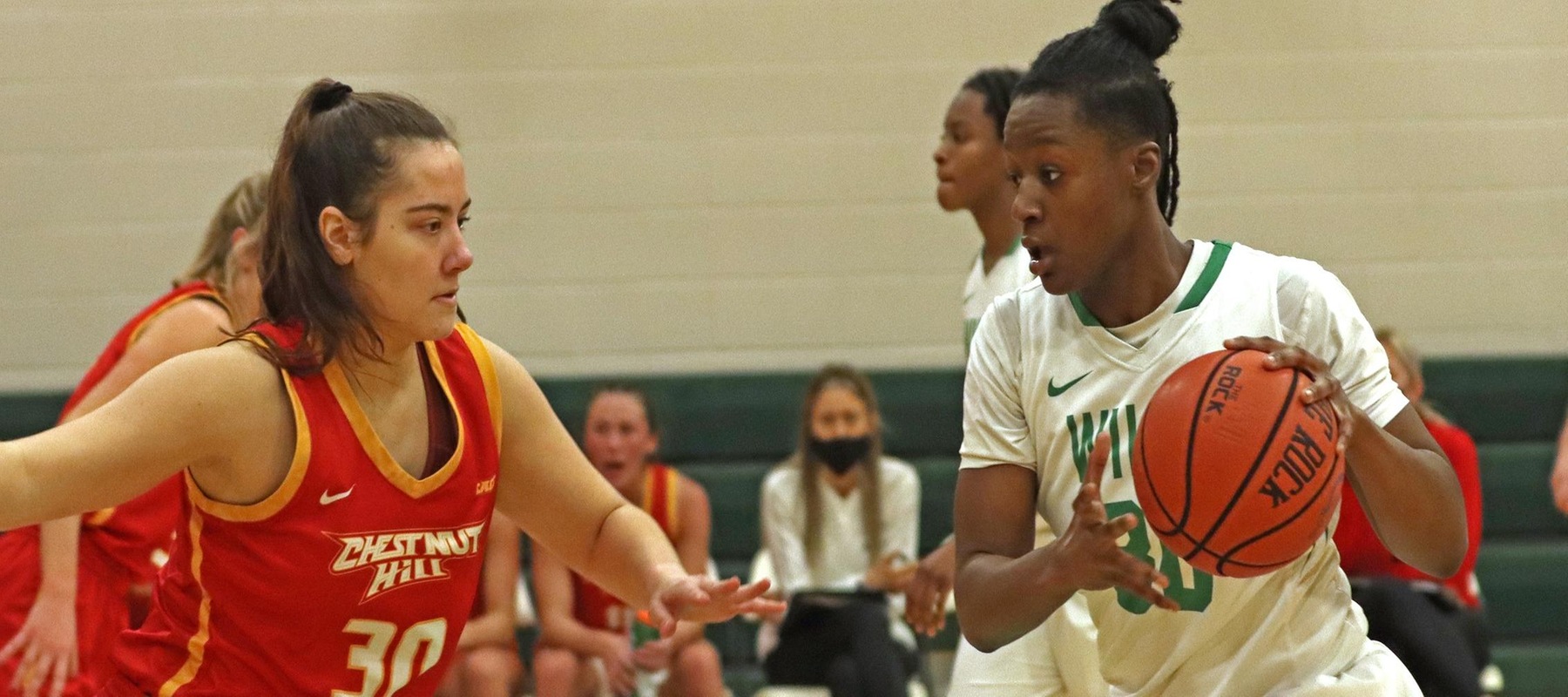 Photo of Emily Ansah who led the Wildcats with 12 points against Chestnut Hill. Copyright 2022; Wilmington University. All rights reserved. Photo by Trudy Spence. January 5, 2022 vs. Chestnut Hill.