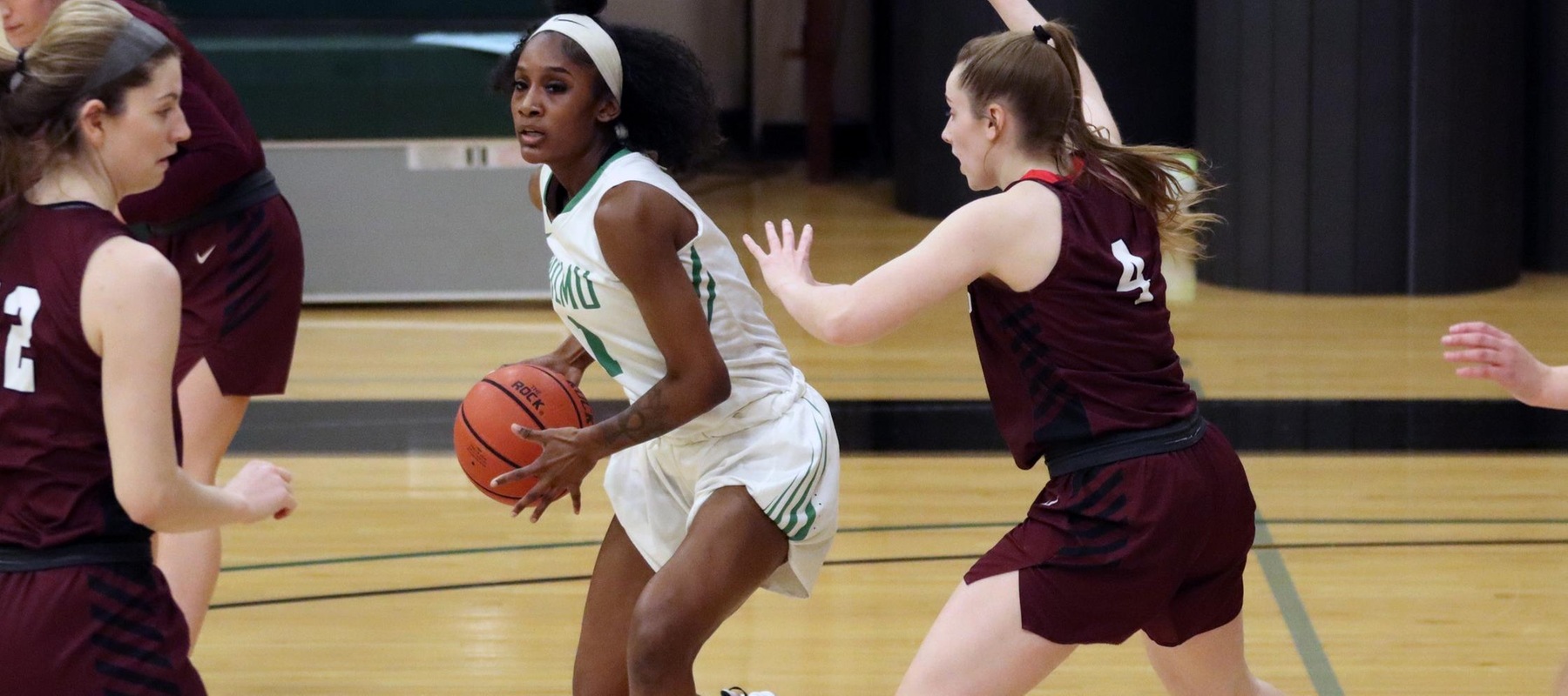 File photo of Daja Claiborne who had 10 points at Post. Copyright 2022; Wilmington University. All rights reserved. Photo by Dan Lauletta. February 9, 2022 vs. USciences.
