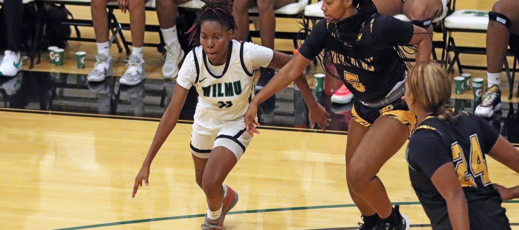 File photo of Cha'Nyah Dunston-Mason who scored 17 points against Shepherd. Copyright 2023; Wilmington University. All rights reserved. Photo by Dan Lauletta. November 15, 2023 vs. Bowie State.