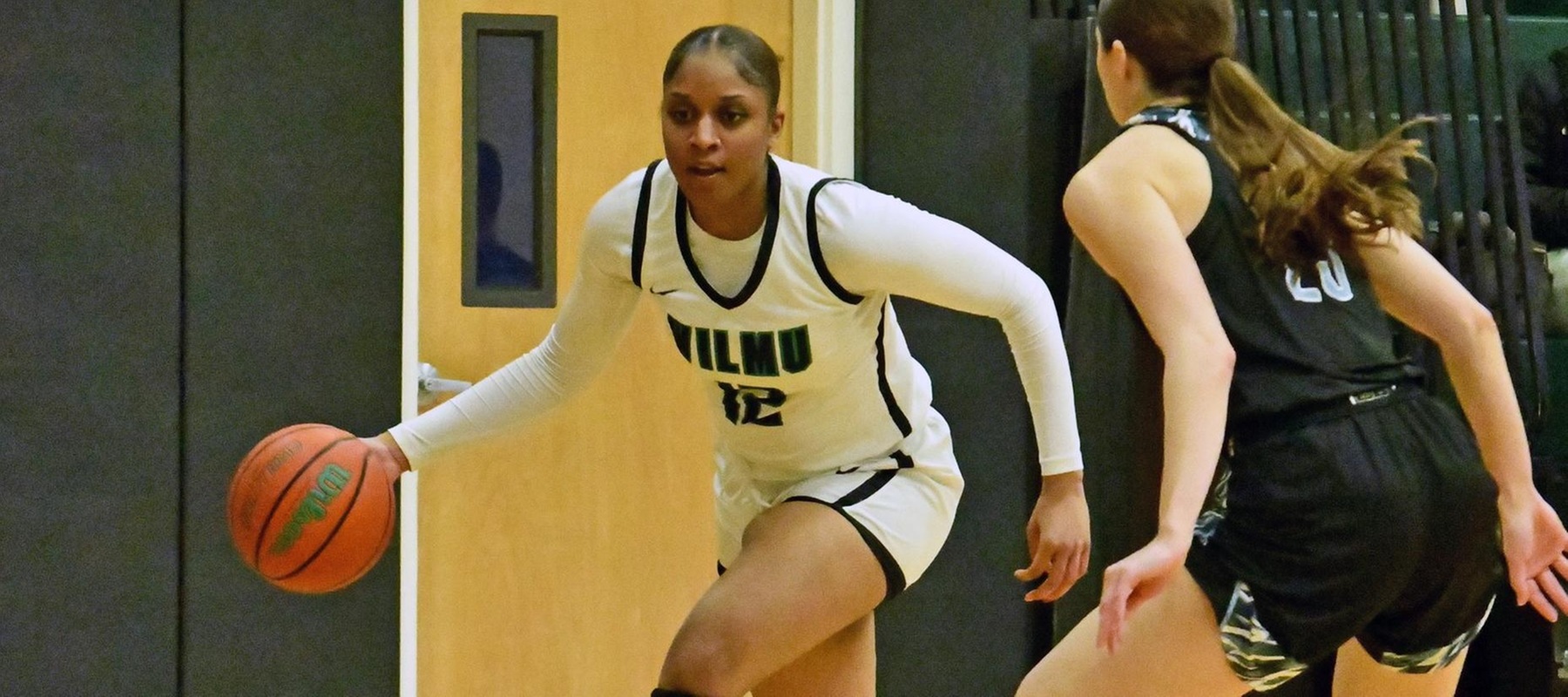 Photo of Aniyah Bond who scored 15 points against Holy Family. Copyright 2024; Wilmington University. All rights reserved. Photo by Alea Javorowsky. February 20, 2024 vs. Holy Family.
