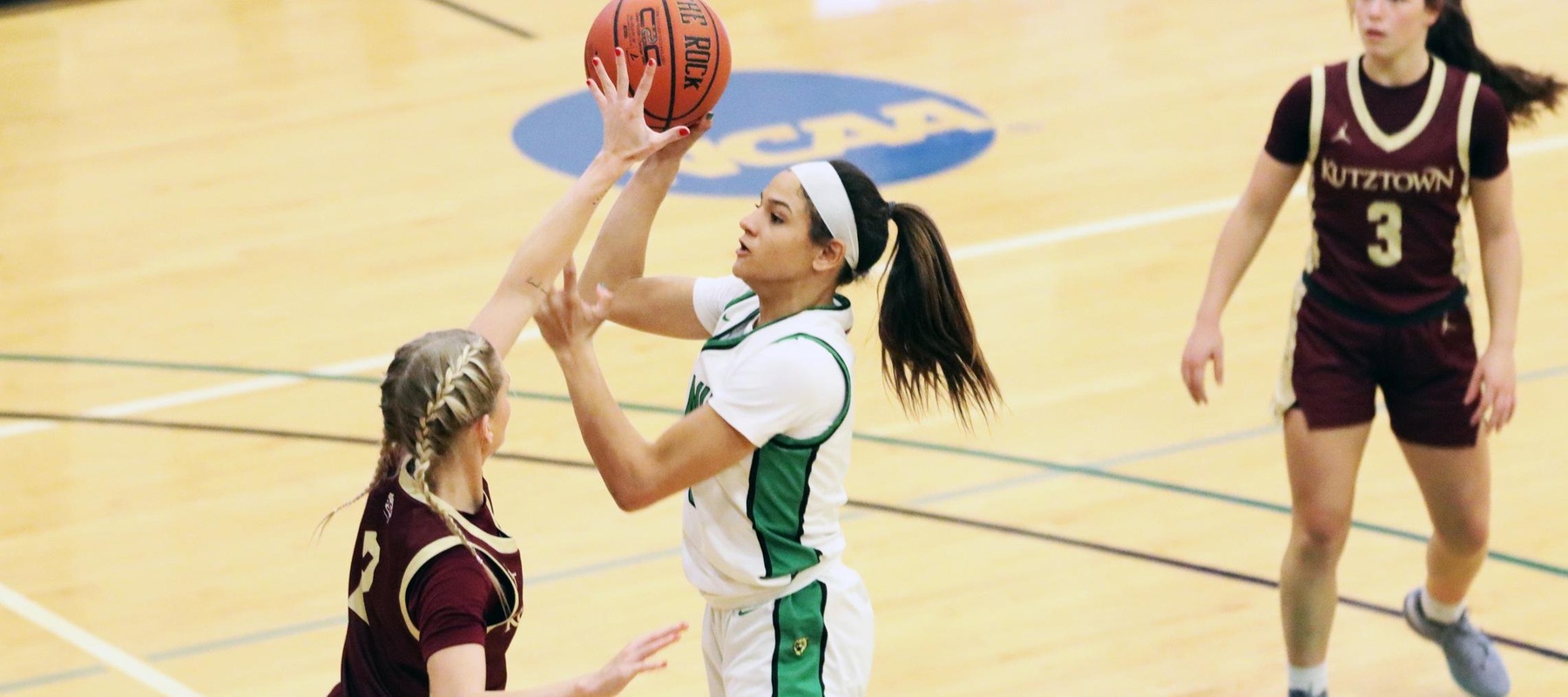 Photo of Emma Brown who scored 6 points and grabbed 3 rebounds against Kutztown. Copyright 2024; Wilmington University. All rights reserved. Photo by Dan Lauletta. December 14, 2024 vs. Kutztown.