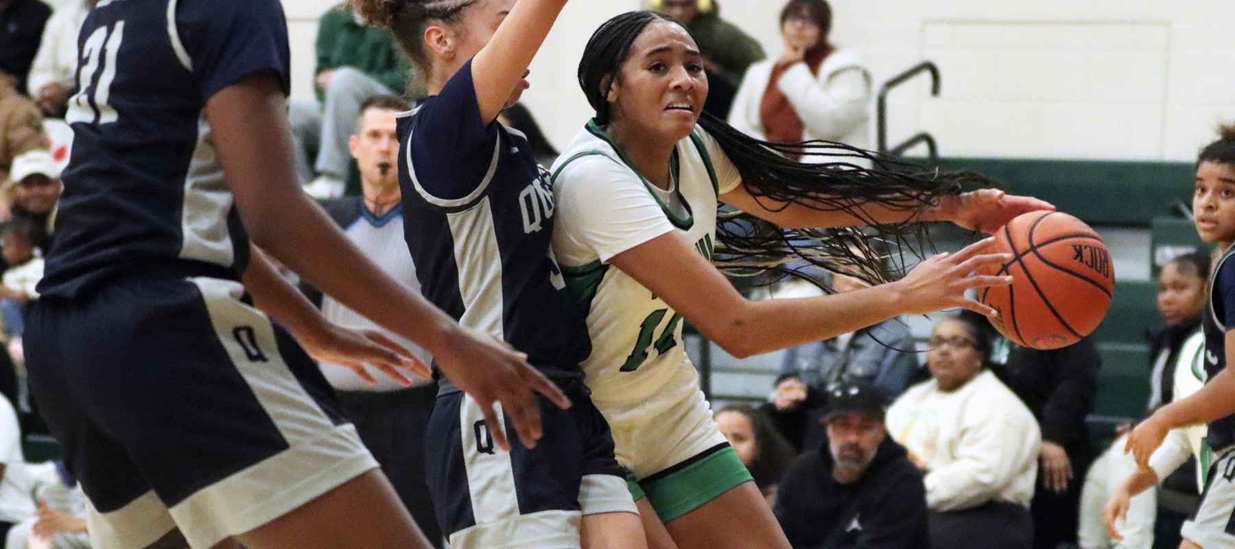 File photo of Jasmine McDuffie who led the Wildcats with 10 points against Georgian Court. Copyright 2024; Wilmington University. All rights reserved. Photo by Dan Lauletta. November 26, 2024 vs. Queens.