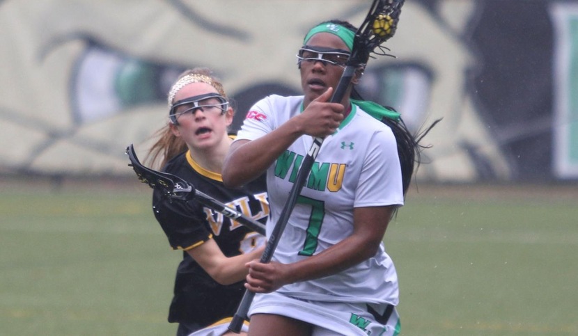Copyright 2018; Wilmington University. All rights reserved. File photo of Lashay Ross who scored three goals and had eight draws against Bloomsburg, taken by Frank Stallworth. February 24, 2018 vs. Millersville.