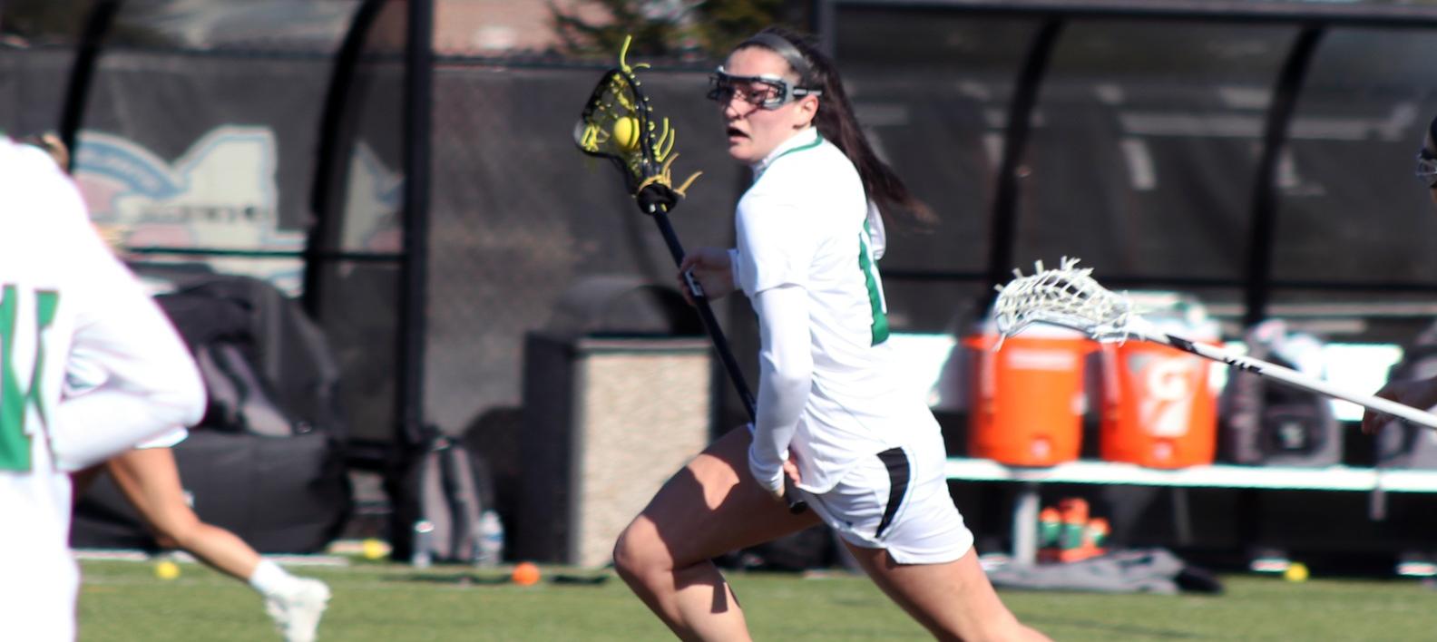 File photo of Brooke Siebert who finished with 3 G, 1 A, 5 GB, 7 DC, and 5 CT at Post. Copyright 2020. Wilmington University. All rights reserved. Photo by Laura Gil. February 22, 2020 vs. Millersville.
