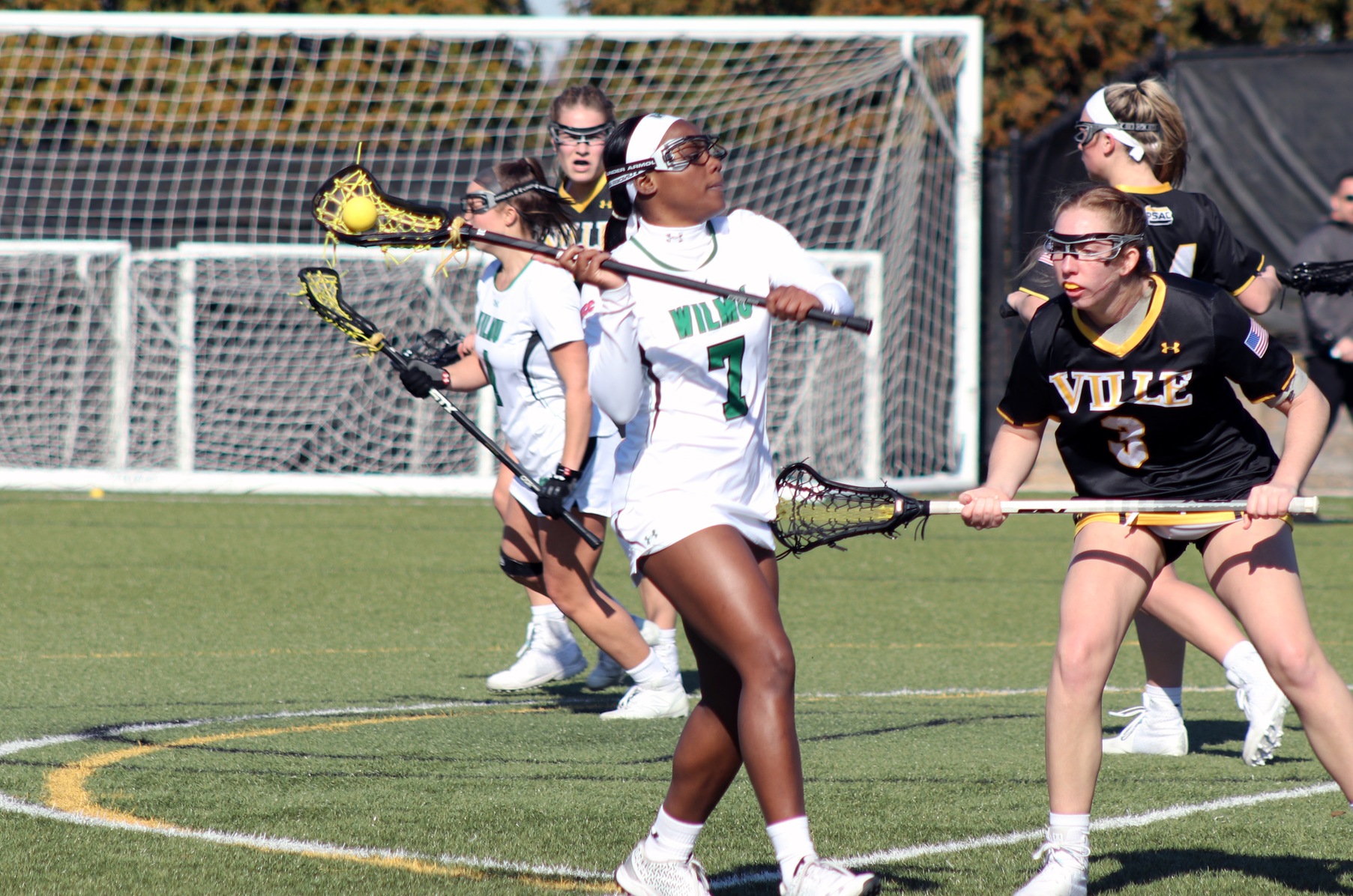File photo of Lashay Ross who scored four goals and had two assists against Bloomsburg. Copyright 2020. Wilmington University. All rights reserved. Photo by Laura Gil. February 22, 2020 vs. Millersville.