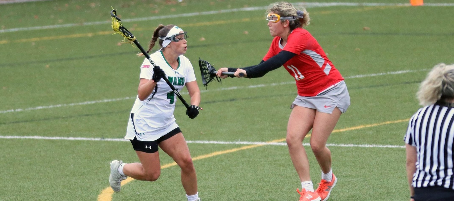 Photo of Maris Allen who scored five goals and added an assist against Chestnut Hill. Copyright 2021; Wilmington University. All rights reserved. Photos by Dan Lauletta. April 14, 2021 vs. Chestnut Hill.