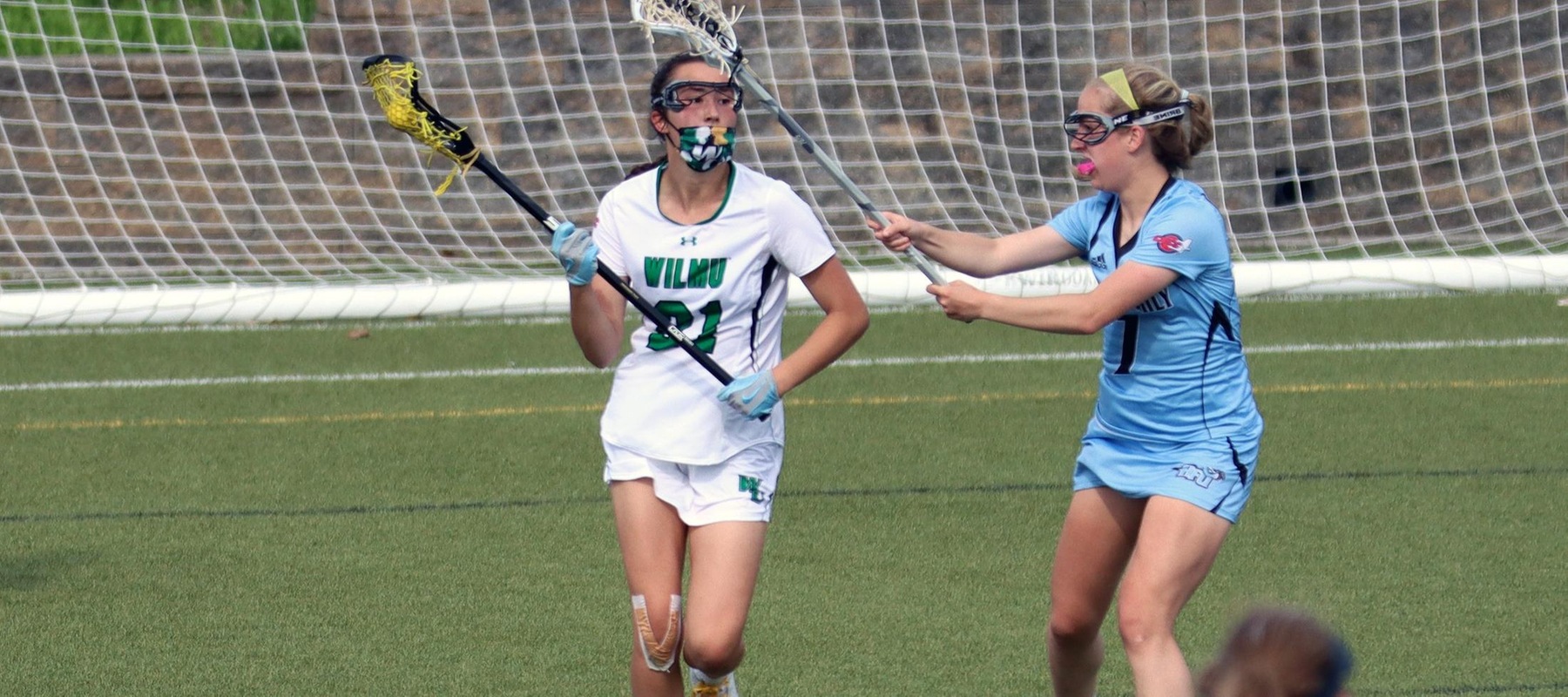 Photo of freshman Amelie Gamache who led the Wildcats with five goals against Holy Family. Copyright 2021; Wilmington University. All rights reserved. Photo by Dan Lauletta. April 28, 2021 vs. Holy Family.