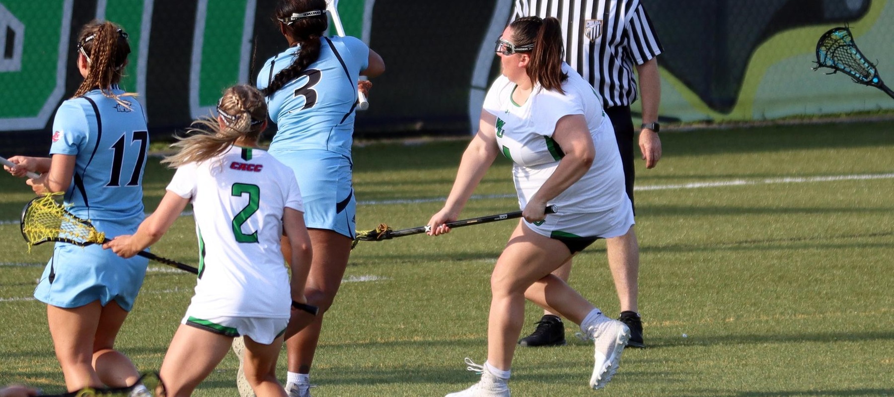 Maddie Day led the Wildcats with six goals at Bridgeport. Copyright 2023; Wilmington University. All rights reserved. Photo by Dan Lauletta. April 5, 2023 vs. Holy Family.
