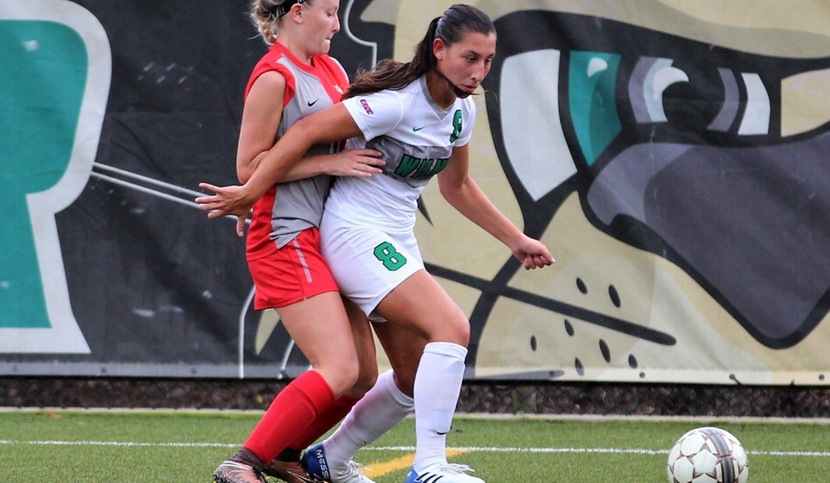 Copyright 2018; Wilmington University. All rights reserved. Photo of Emily Navarrete who scored her first two collegiate goals today at Chestnut Hill. Photo by Keara McCarthy. September 18, 2018 vs. Chestnut Hill.