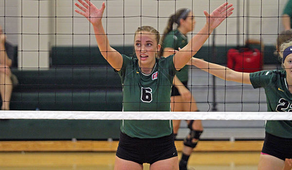 Copyright 2017; Wilmington University. All rights reserved. File photo of Eile Harris who had 20 kills against SNHU and seven aces against Caldwell. Photo by Frank Stallworth.