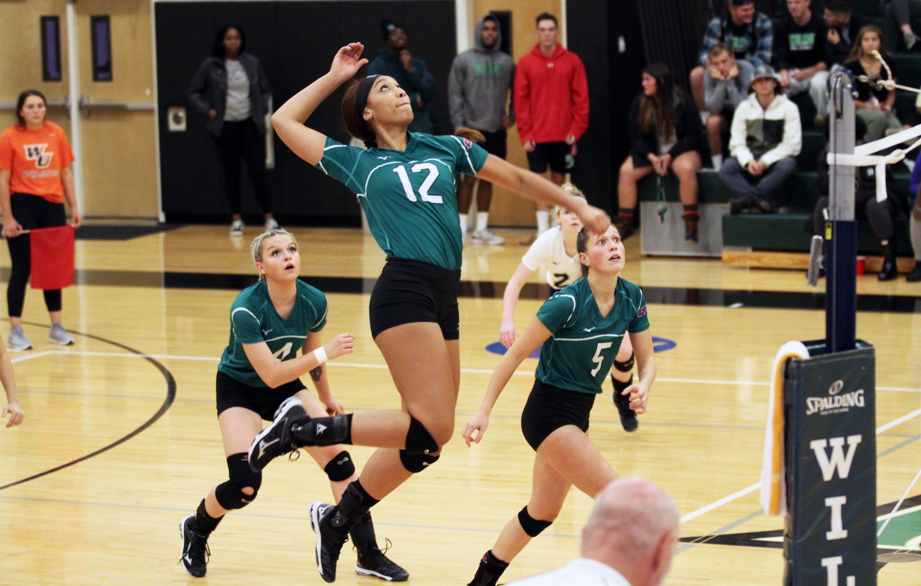 File photo of Rebecca Rawlinson led the team with 8 kills and 7 blocks against Dominican. Copyright 2019; Wilmington University. All rights reserved. Photo by Dan Lauletta. October 22, 2019 vs. Jefferson.
