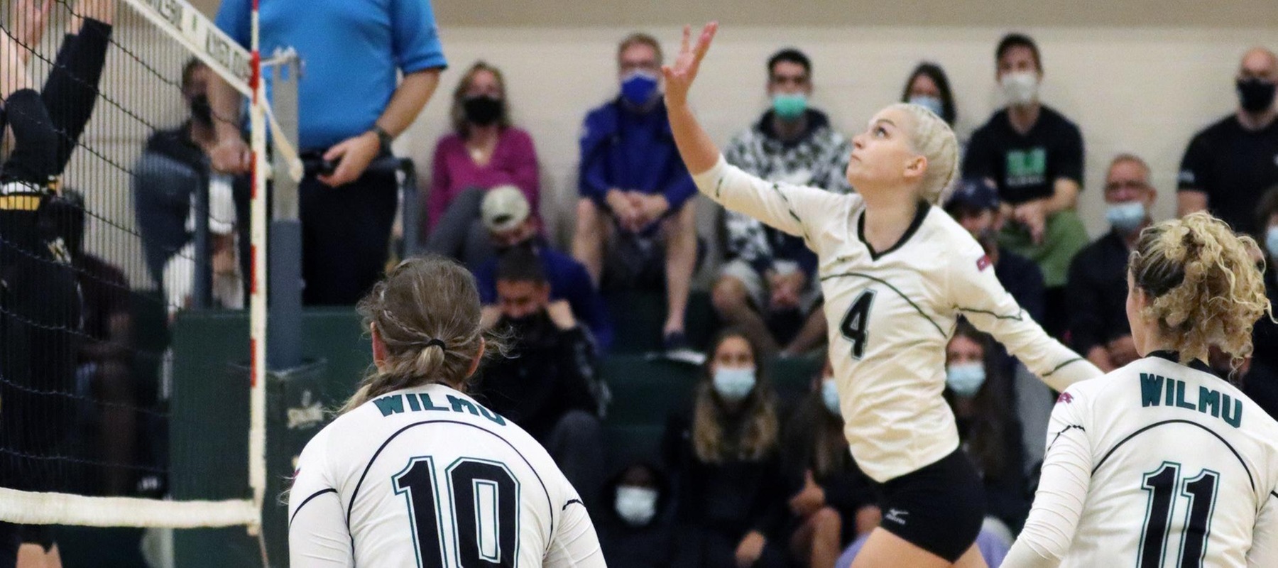 File photo of Mandy Behiels who led the Wildcats with 12 kills and 14 digs at Dominican. Copyright 2021; Wilmington University. All rights reserved. Photo by Dan Lauletta. October 23, 2021 vs. Millersville