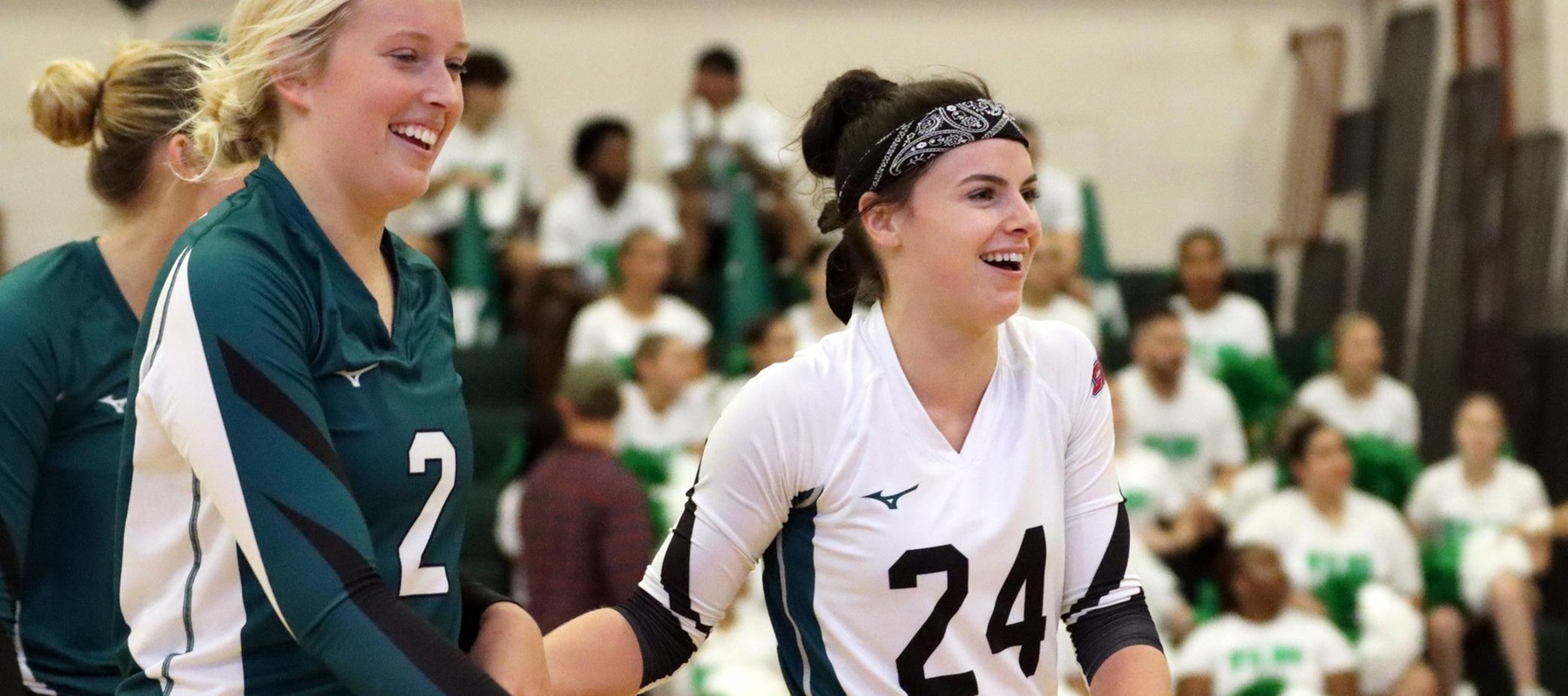 File photo of Heather Pedrick (2) who led the team with 14 kills and Elly Collins (24) who led the team with 11 digs at Alliance. Copyright 2022; Wilmington University. All rights reserved. Photo by Dan Lauletta. September 24, 2022 vs. Dominican